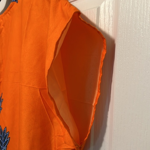 Floral Orange Dress SUN DRESS W/Pockets and side pockets.  Size 52 NWOT - Picture 7 of 7